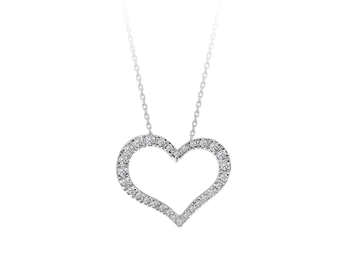 Open heart pendant with lab-grown diamonds in 14K gold
