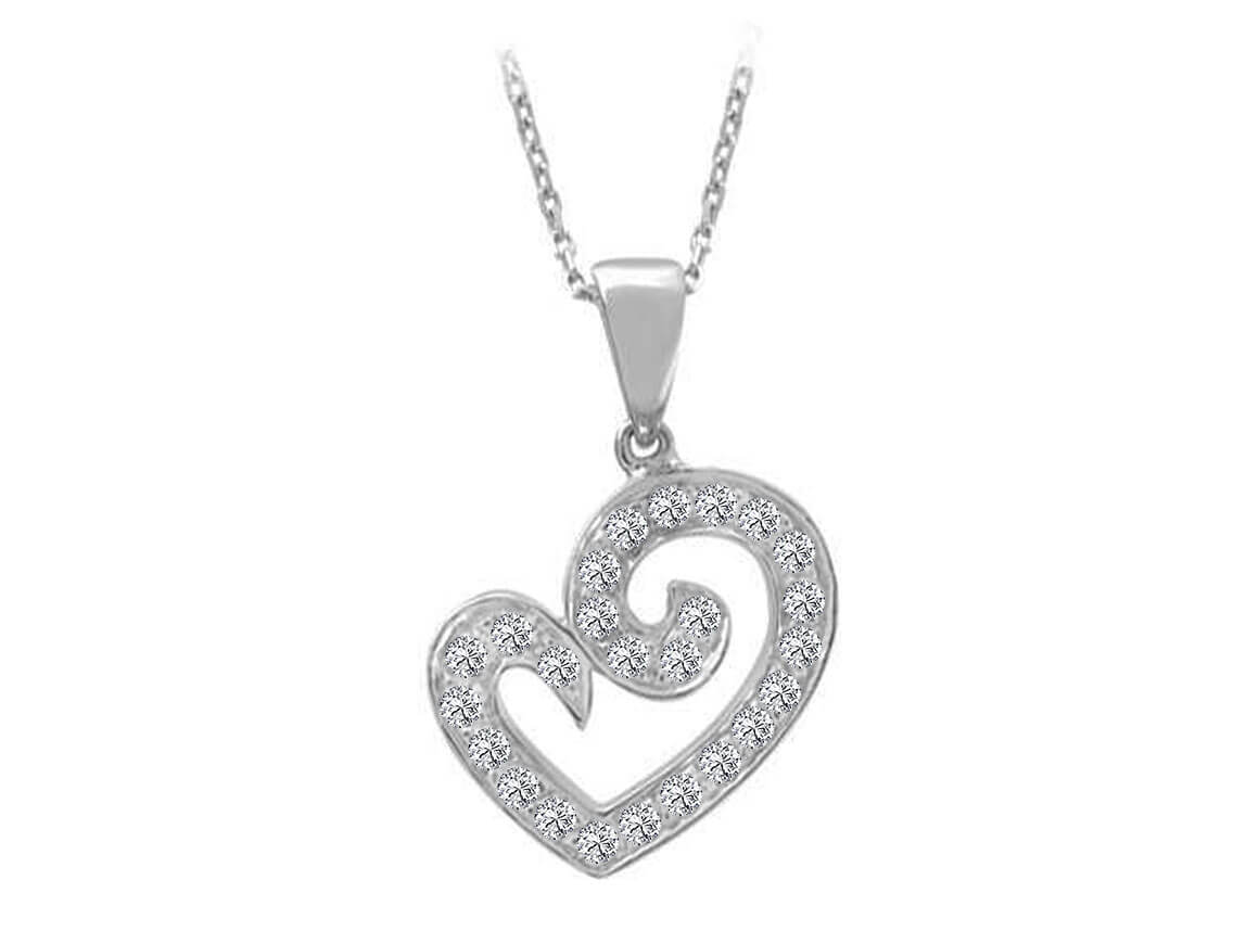 Laboratuvar pırlantalı kalp kolye ucu | 8 ayar altın romantik kolye – Rosy Lab Diamonds’tan yüksek kaliteli Mücevher