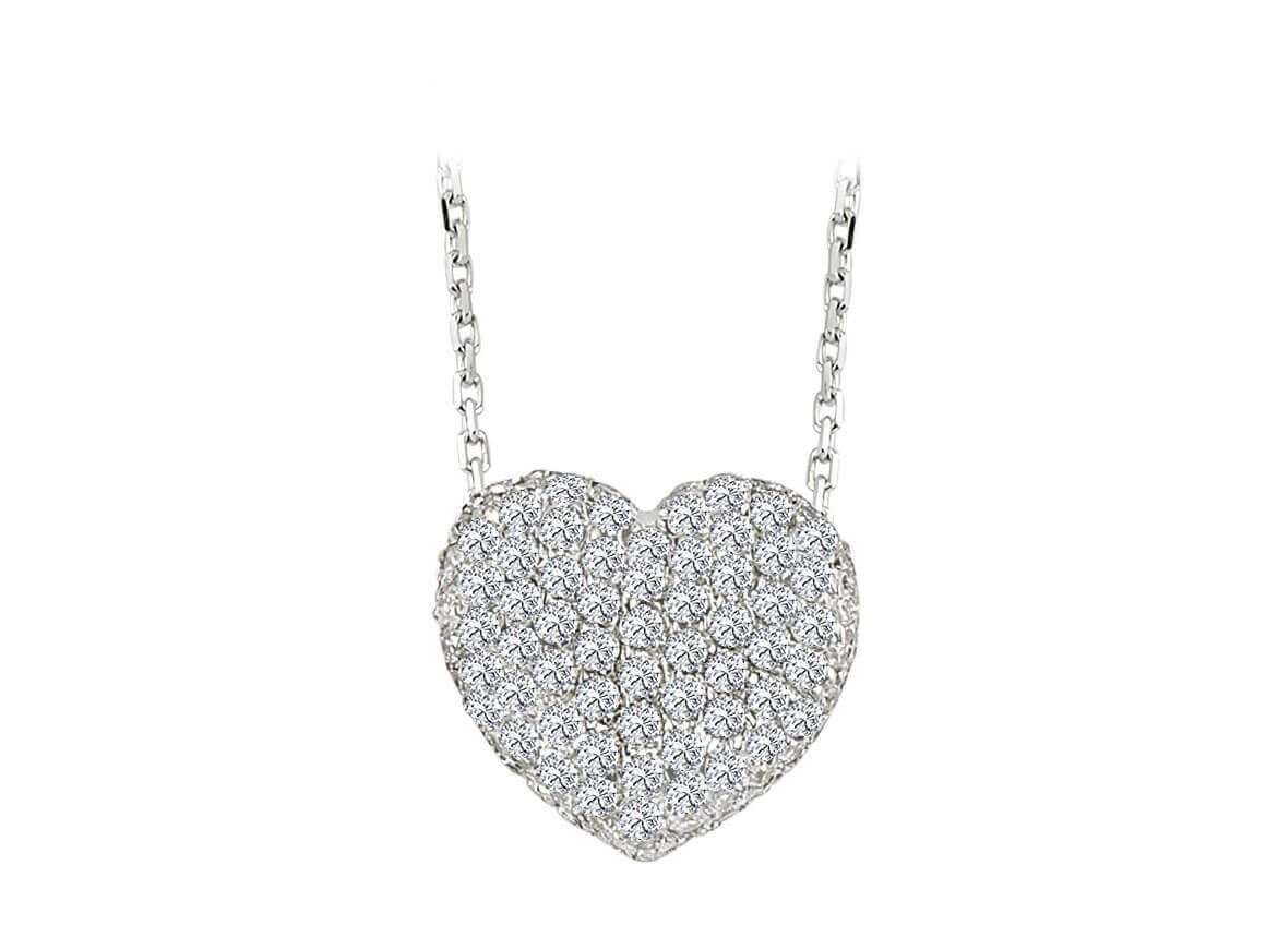 Herzanhänger mit 112 Diamanten - 0,49 ct | 14K Weißgold - hochwertiger Schmuck von Rosy Lab Diamonds