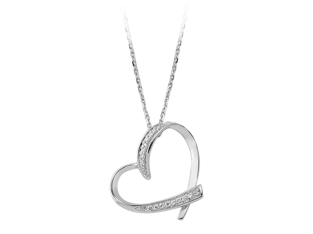 Pendentif cœur avec diamants | Or Blanc 8 carats | 04P0075 - Bijoux haut de gamme de Rosy Lab Diamonds