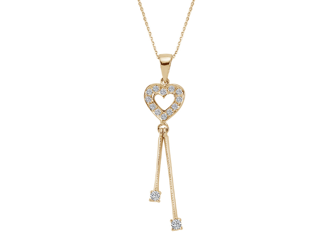 Pendentif diamant en forme de cœur en or jaune 14K