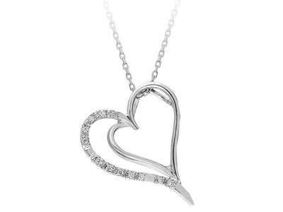 Zarte Herzanhänger-Kette mit 12 lab-grown Diamanten in 8K Weißgold