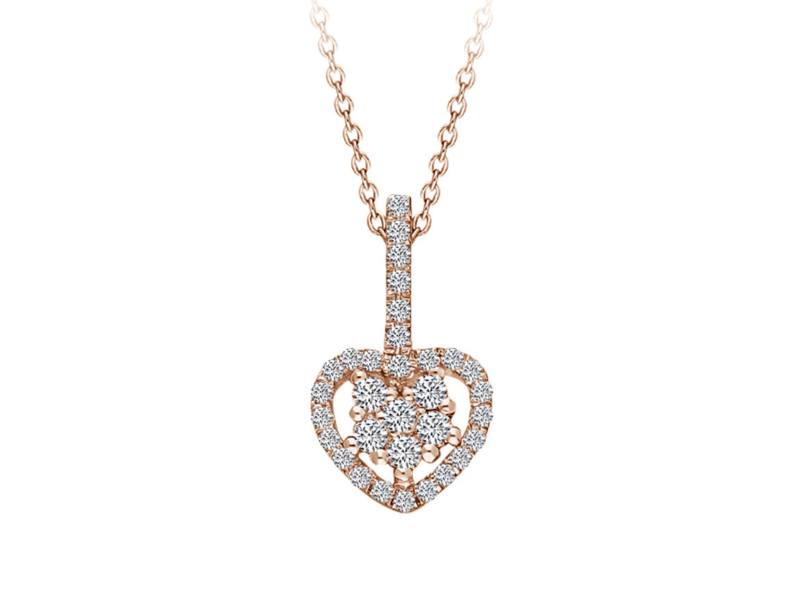 32 laboratuvarda yetiştirilmiş pırlantalı kalp kolye - 8K Rose Altın - Rosy Lab Diamonds'tan yüksek kaliteli Mücevher
