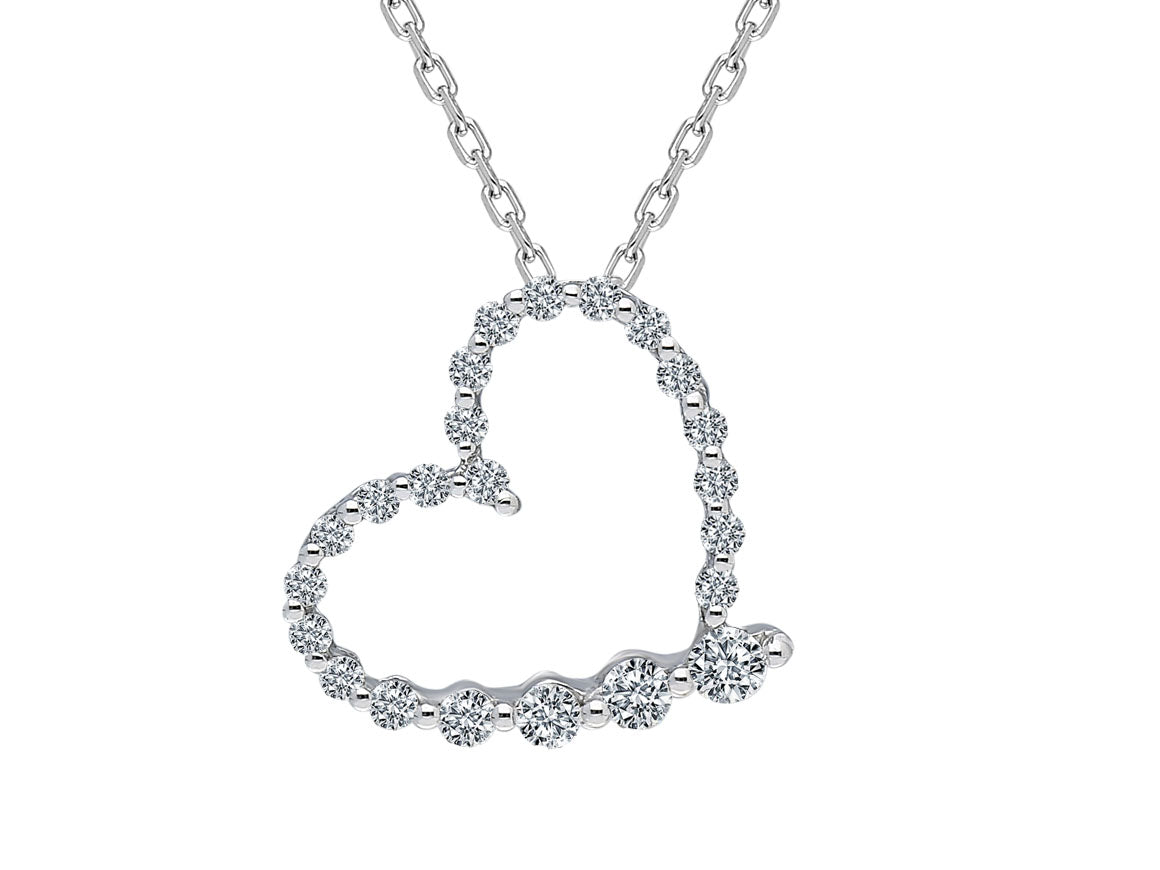 Pendentif cœur avec 23 diamants de laboratoire en or 8 carats | Bijoux romantiques - bijoux haut de gamme de Rosy Lab Diamonds