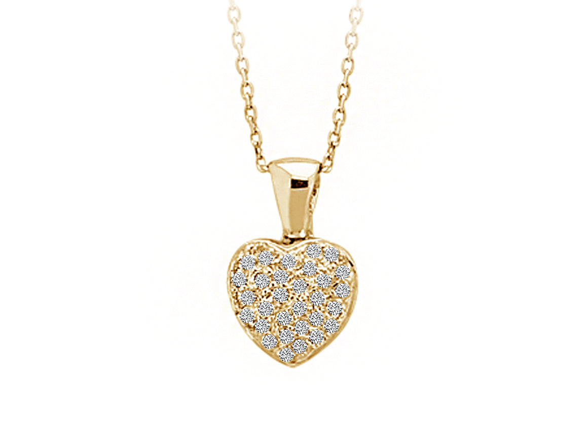 Heart pendant with 18 diamonds in 8K yellow gold