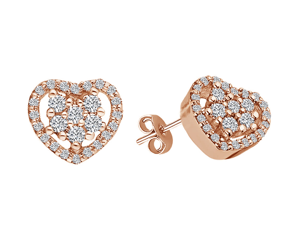 Kalp küpe 333 ayar roze altından 52 elmaslı – 0,40 ct