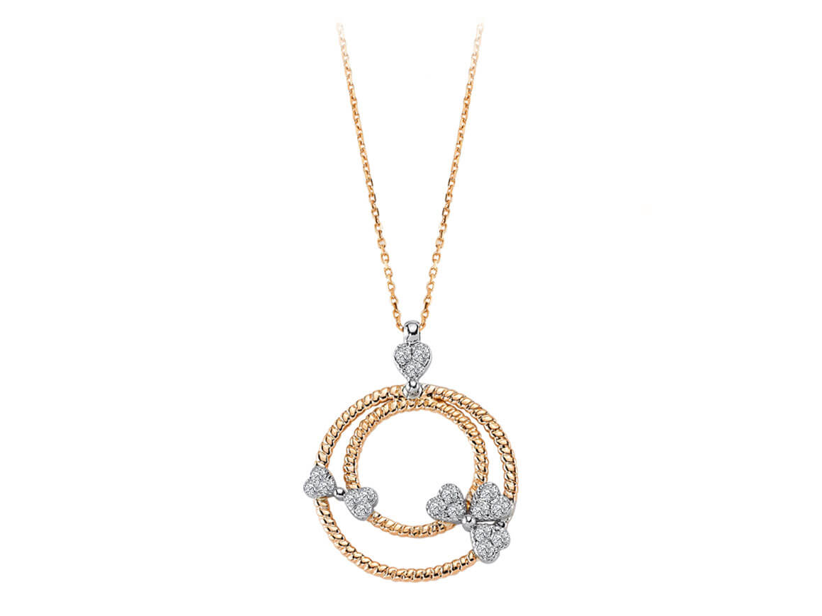 Collier cœur avec 18 diamants de laboratoire – chaîne bicolore en or 14 carats – Bijoux haut de gamme de Rosy Lab Diamonds