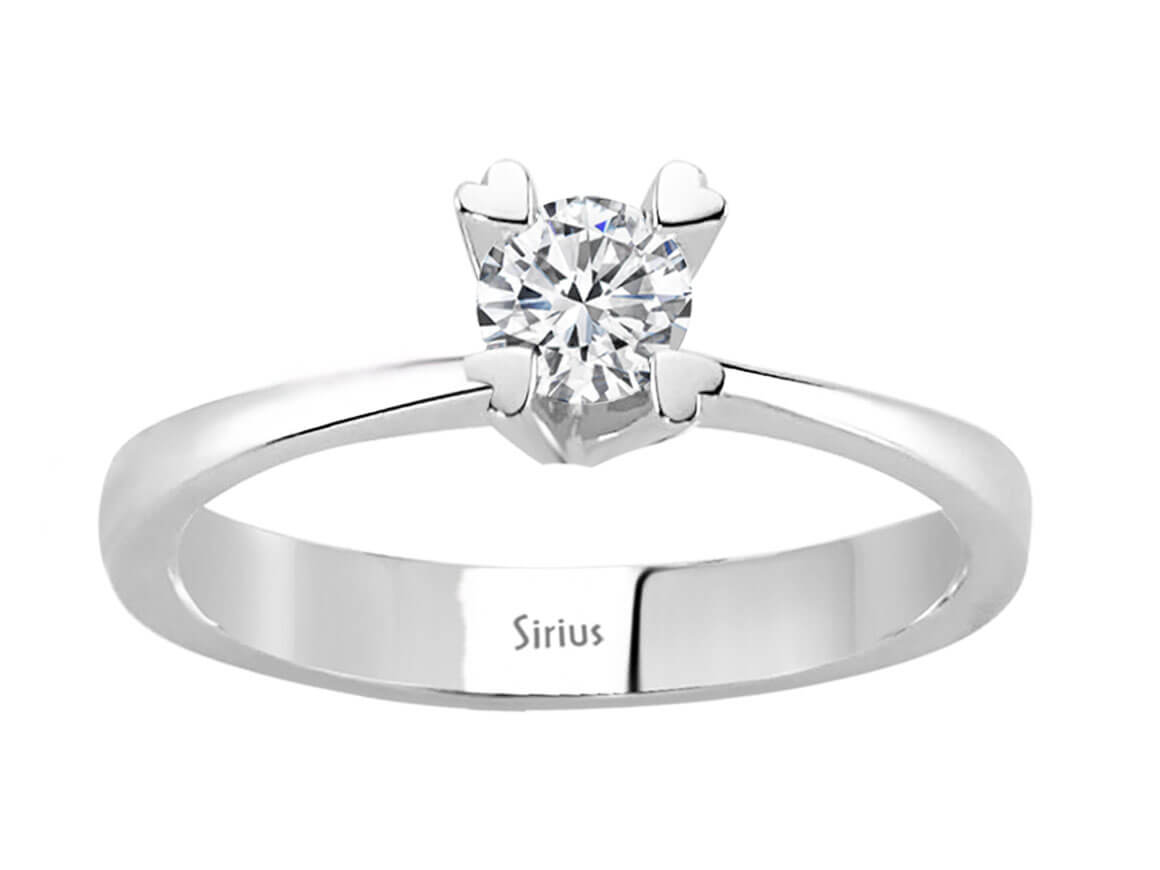 Herzförmig gefasster Solitärring mit 0,26 ct Diamant – 14K Weißgold