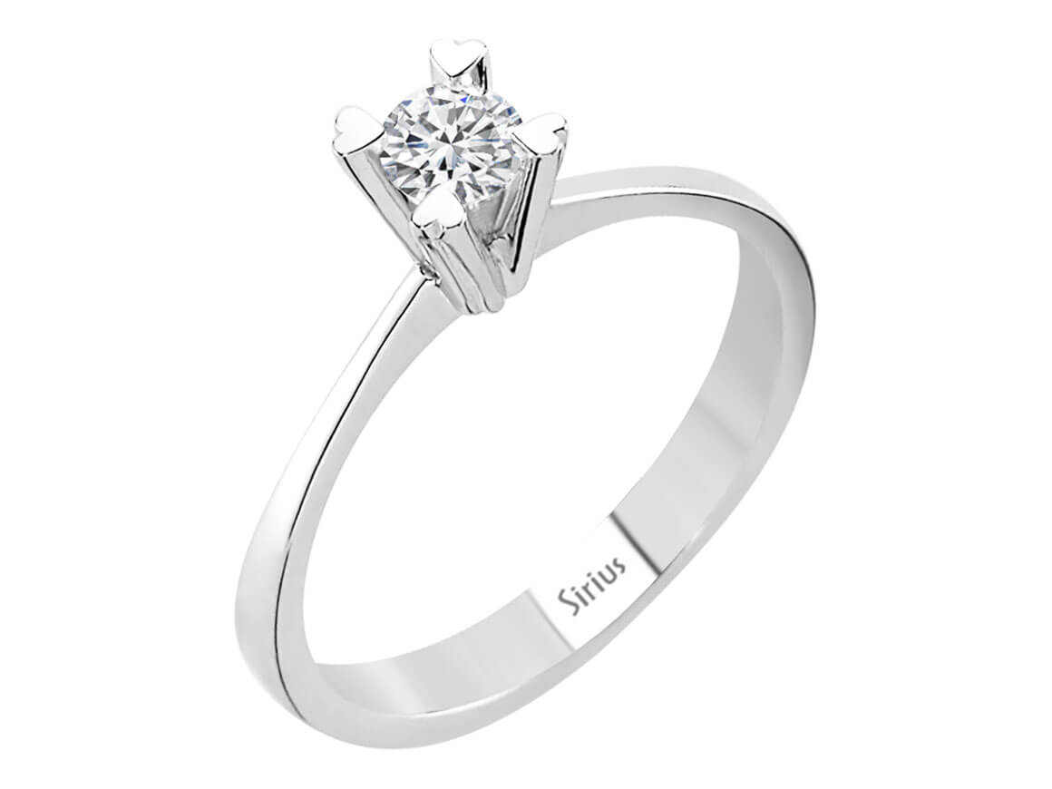 Herzförmig gefasster Solitärring mit 0,26 ct Diamant – 14K Weißgold