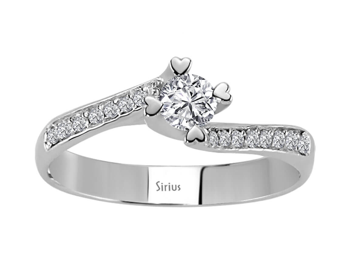 Solitärring mit Herzfassung und Pavé-Diamanten – 14K Weißgold, 0,28 ct