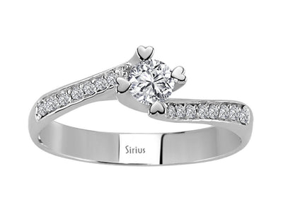 Solitärring mit Herzfassung und Pavé-Diamanten – 14K Weißgold, 0,28 ct