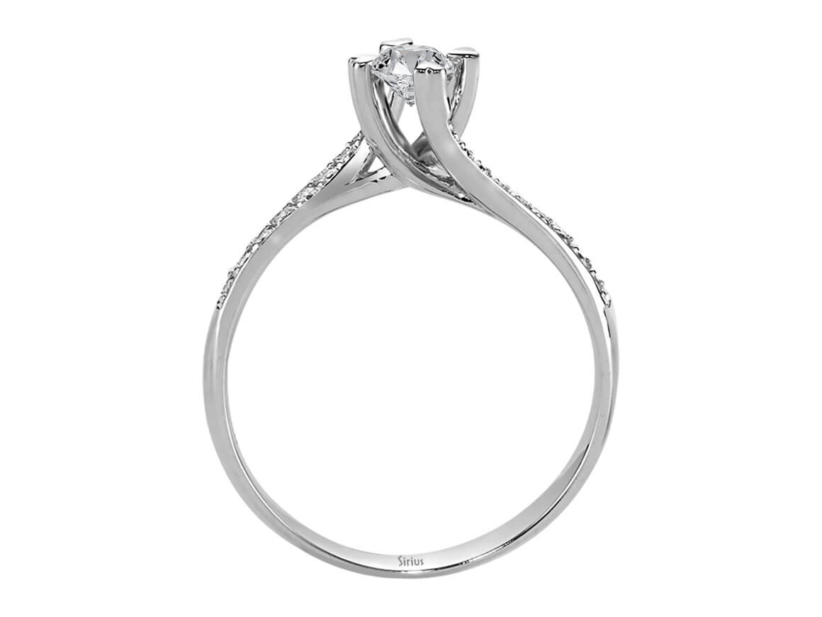 Solitärring mit Herzfassung und Pavé-Diamanten – 14K Weißgold, 0,28 ct