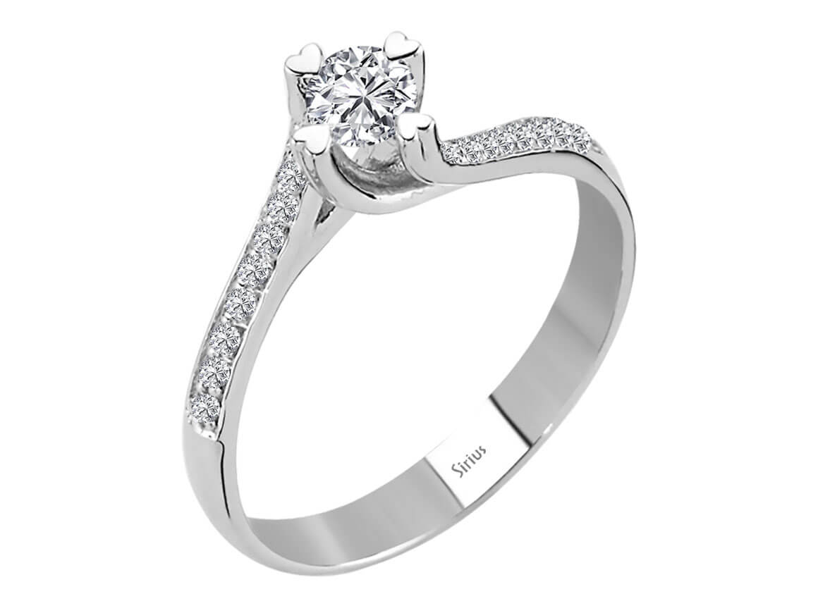Solitärring mit Herzfassung - 0,28 ct Diamant in 14K Weißgold - hochwertiger Schmuck von Rosy Lab Diamonds