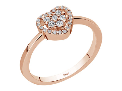 8K Roségold Herzring mit 6 und 20 laborgezüchteten Diamanten – 0,19 Karat