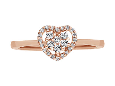 8K Roségold Herzring mit 6 und 20 laborgezüchteten Diamanten – 0,19 Karat