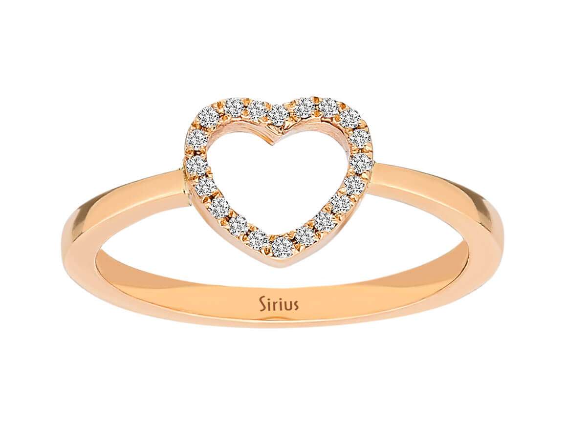 14K Roségold Ring mit 20 laborgezüchteten Diamanten in Herzform – 0,07 Karat