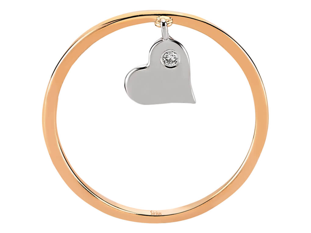 Zarter Labordiamant Herz-Ring aus 8K Roségold mit 1 rund geschliffenem Diamanten
