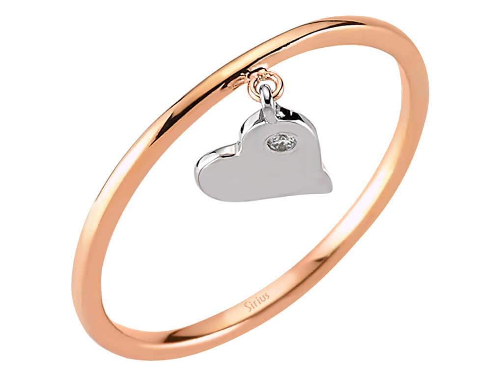 Zarter Labordiamant Herz-Ring aus 8K Roségold mit 1 rund geschliffenem Diamanten