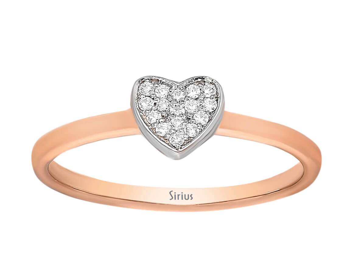 Elegant heart diamond ring in 8-karat Rose Gold with 16 lab-grown diamonds – high-quality Jewelry from Rosy Lab Diamonds