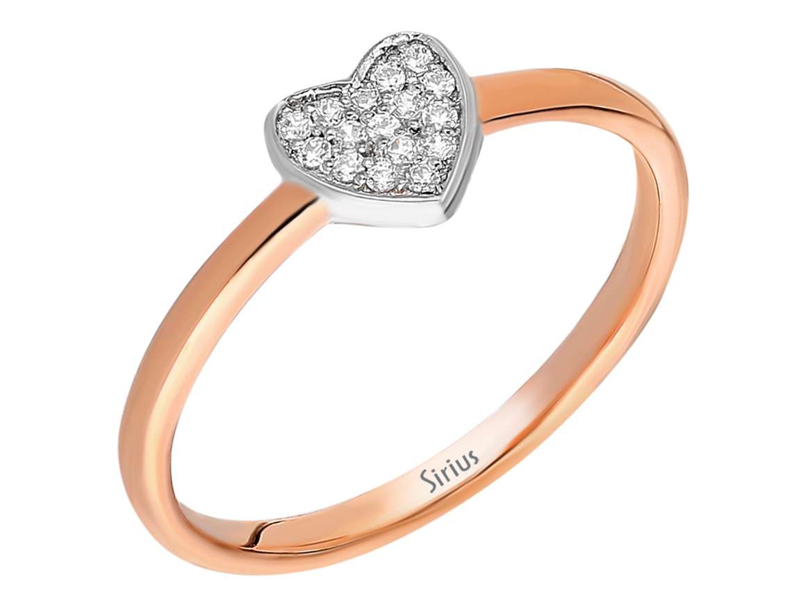Elegant heart diamond ring in 8-karat Rose Gold with 16 lab-grown diamonds – high-quality Jewelry from Rosy Lab Diamonds