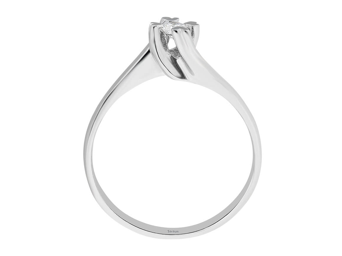Solitärring aus 8K Weißgold mit 1 Diamant 0,08 ct - Herzkrappen - 04R0077 - hochwertiger Schmuck von Rosy Lab Diamonds