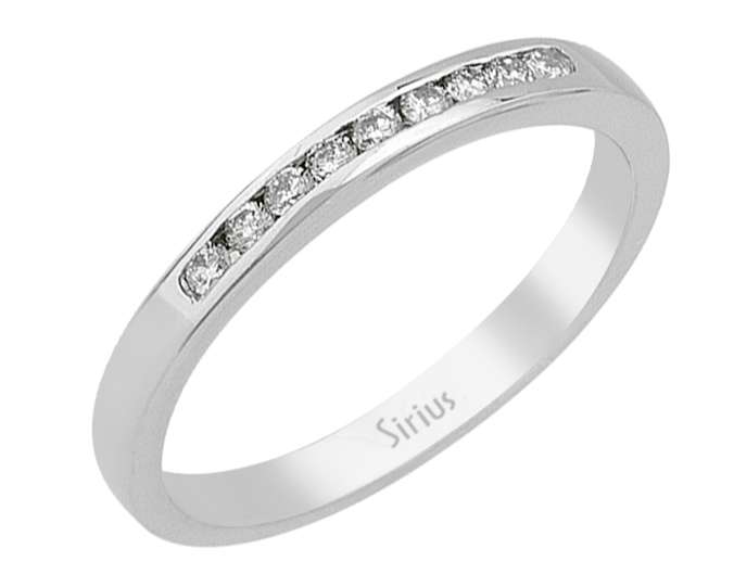Weißgold Ring mit 9 Rundschliff-Diamanten in Kanalfassung – 14K