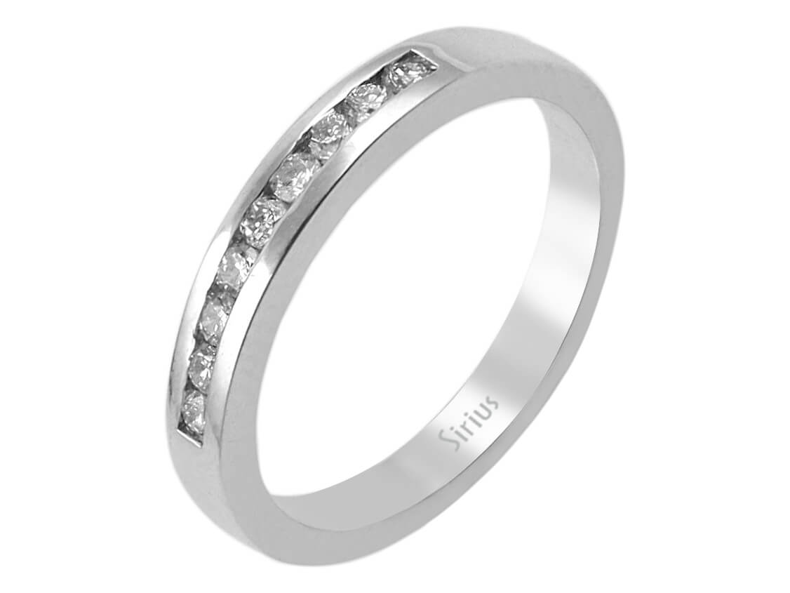 White Gold ring with 9 channel-set diamonds - 14K - 07R0004 - high-quality Jewelry from Rosy Lab Diamonds