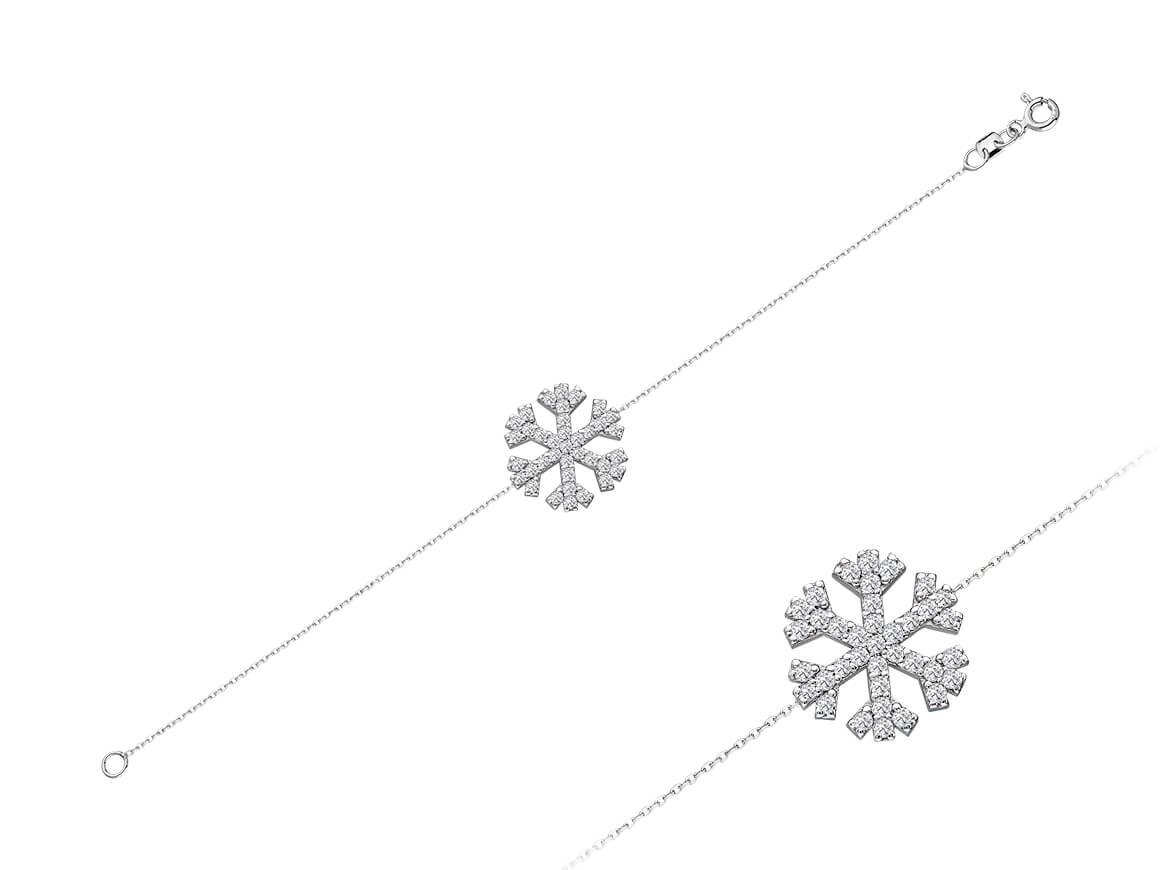 Zartes Schneeflockenarmband mit 37 lab-grown Diamanten – 14K Weißgold