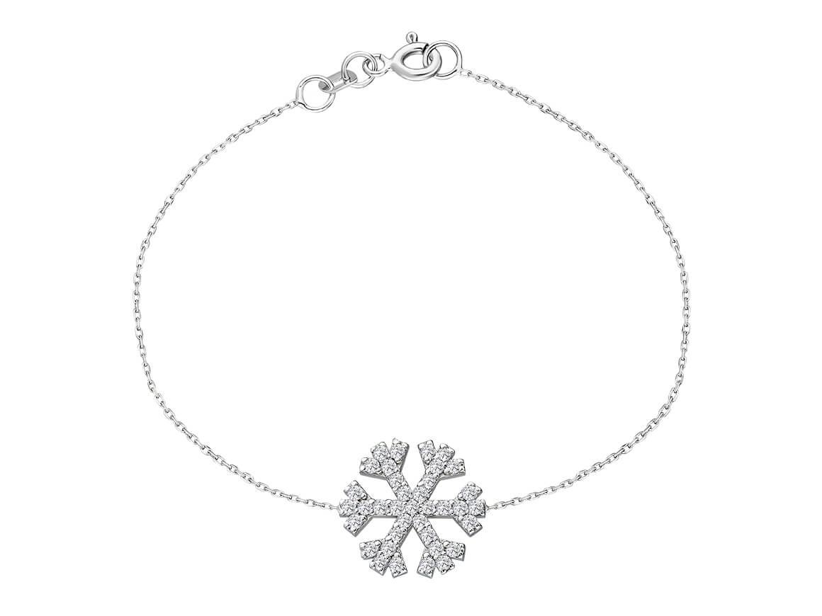 Zartes Schneeflockenarmband mit 37 lab-grown Diamanten – 14K Weißgold