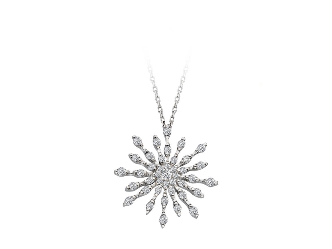 Collier flocon de neige filigrane avec 41 diamants cultivés en laboratoire en or 14 carats