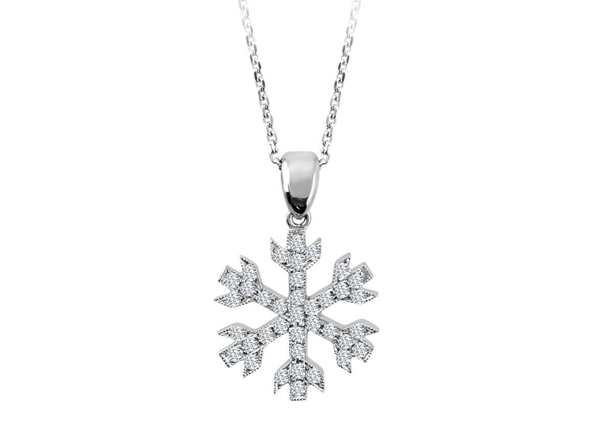 Snowflake pendant with 37 round lab diamonds made of 8K gold