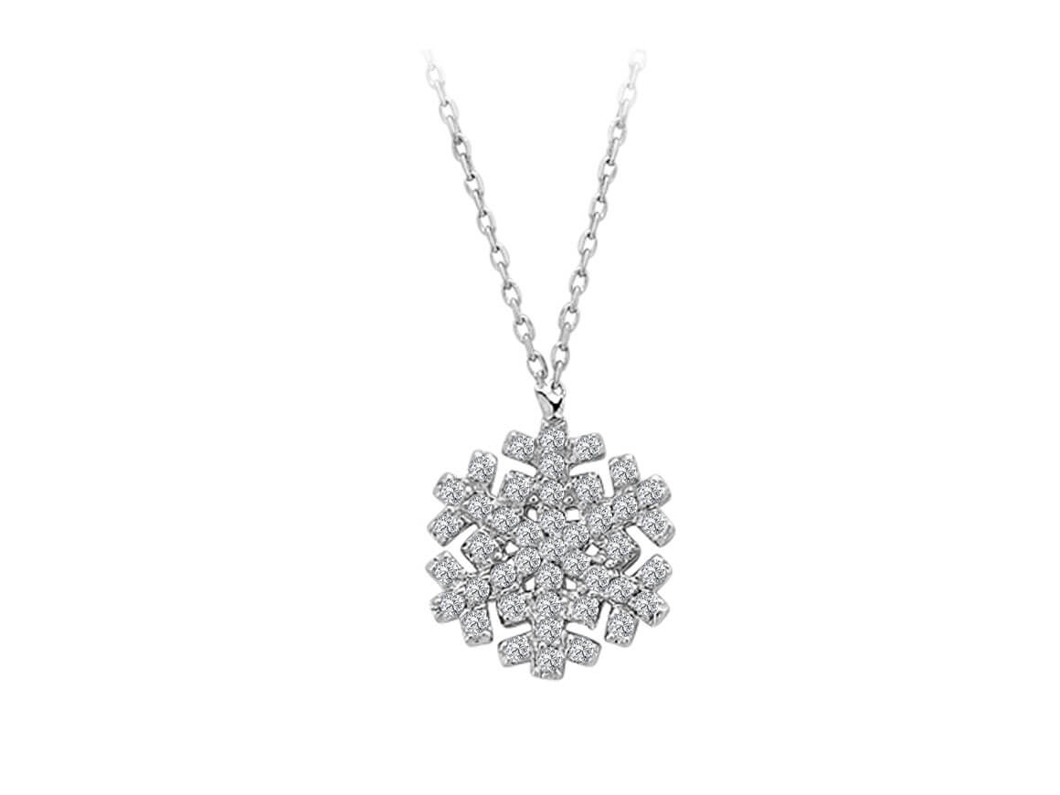 Snowflake pendant with diamonds – 14K white gold