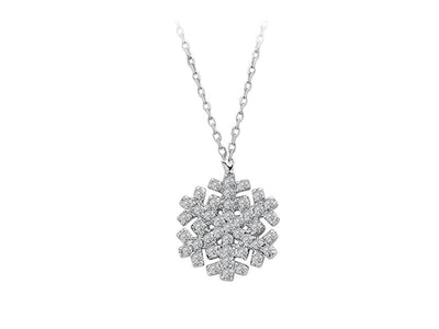 Snowflake pendant with diamonds – 14K white gold