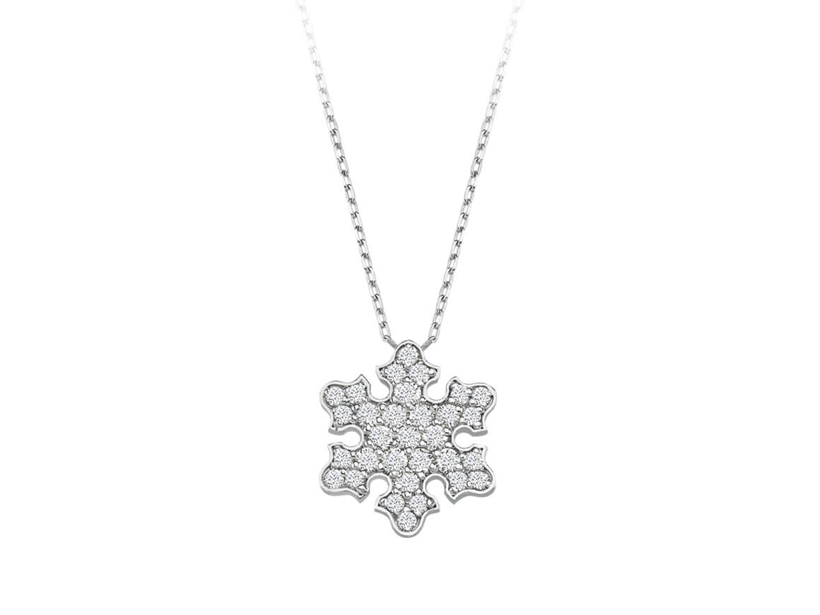 Radiant snowflake pendant with 31 lab-grown diamonds - 14-karat gold - high-quality Jewelry by Rosy Lab Diamonds