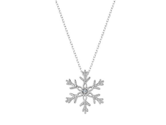 Snowflake Pendant with Brilliant – 8K White Gold