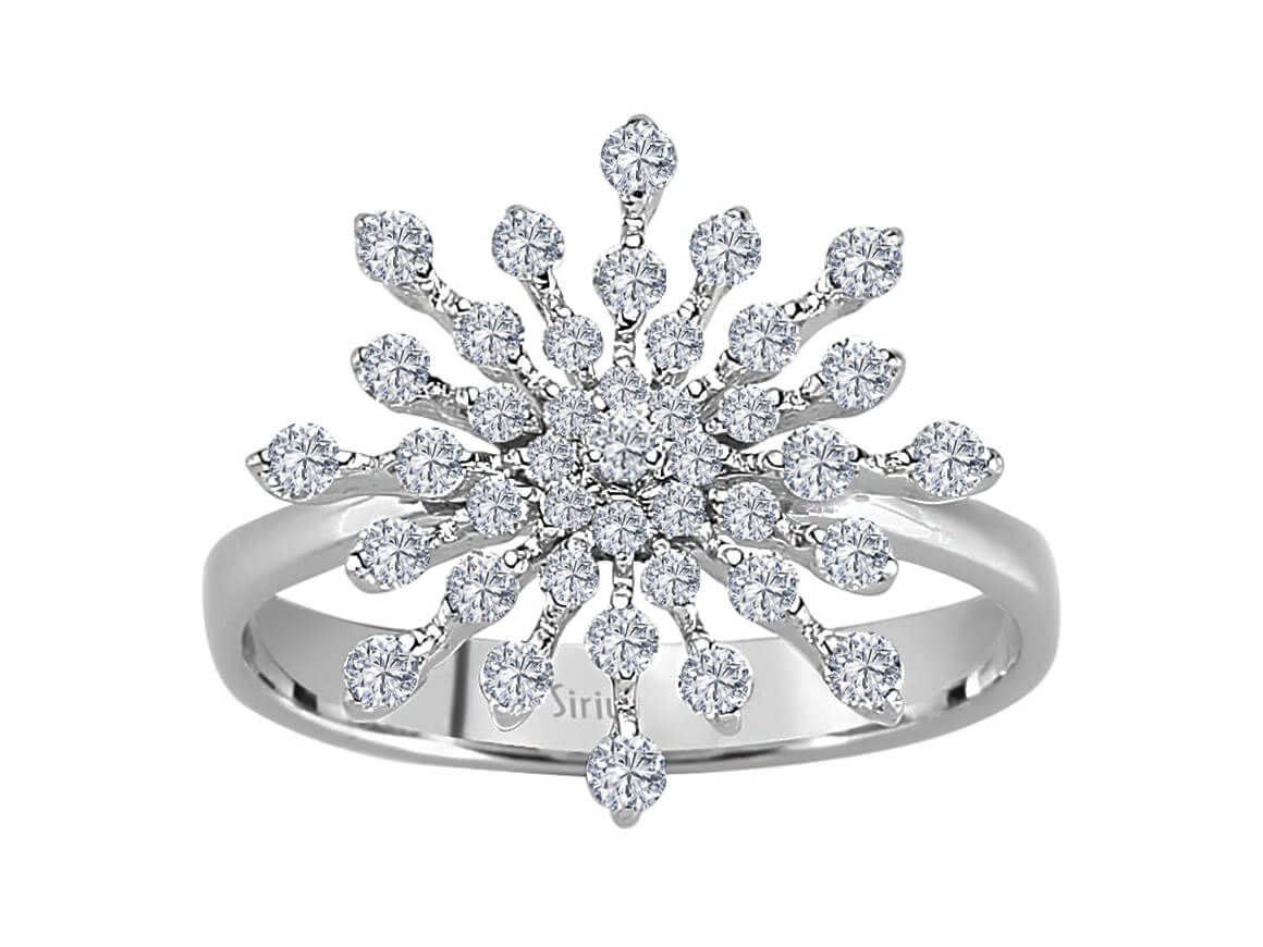 Funkelnder Schneeflocken-Ring mit 41 rund geschliffenen Diamanten – 0,59 Karat