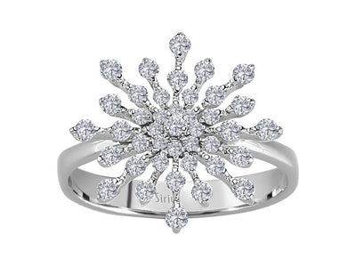Funkelnder Schneeflocken-Ring mit 41 rund geschliffenen Diamanten – 0,59 Karat