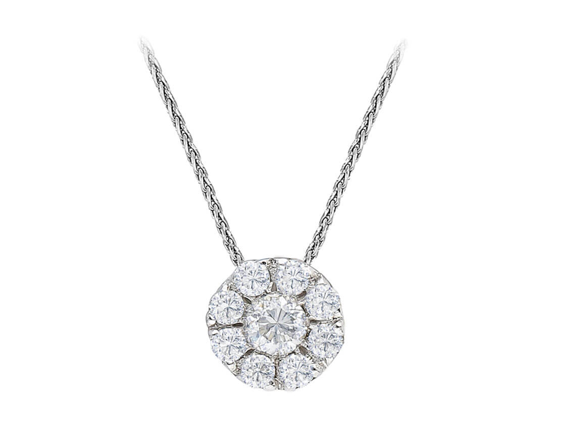 Pendant "Nira" with lab-grown diamonds in 8K white gold