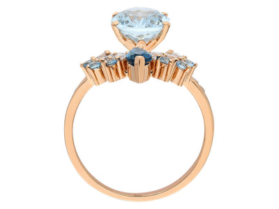 Quasar ring with diamonds, London blue topaz & blue topaz in rose gold
