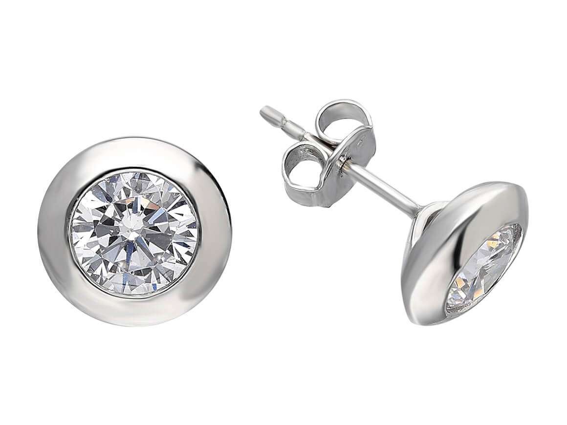 Solitaire stud earrings with lab diamonds in 585 white gold