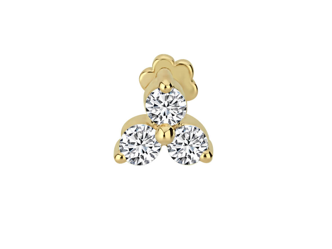 Laura tragus-piercing avec 3 diamants de laboratoire en or jaune 585