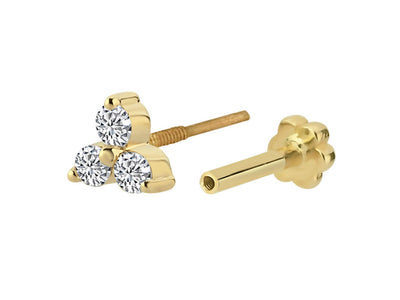 Laura tragus-piercing avec 3 diamants de laboratoire en or jaune 585