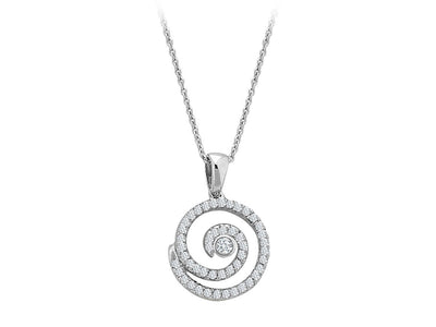 Pendentif spirale avec 47 diamants de laboratoire en or blanc 14 carats – Design élégant Lava