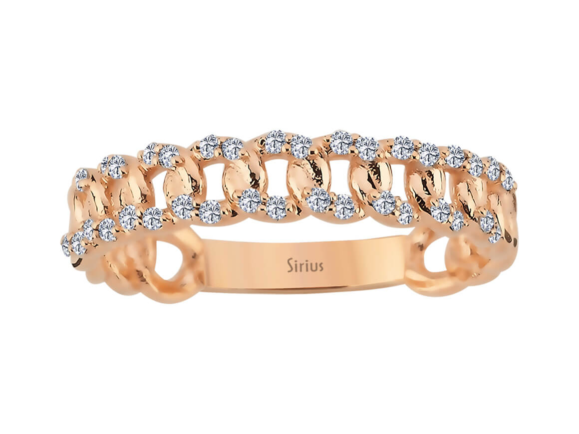 Rose Gold wedding band with 0.17 ct lab-grown diamonds - Love Chain Ring - high-quality Jewelry from Rosy Lab Diamonds
