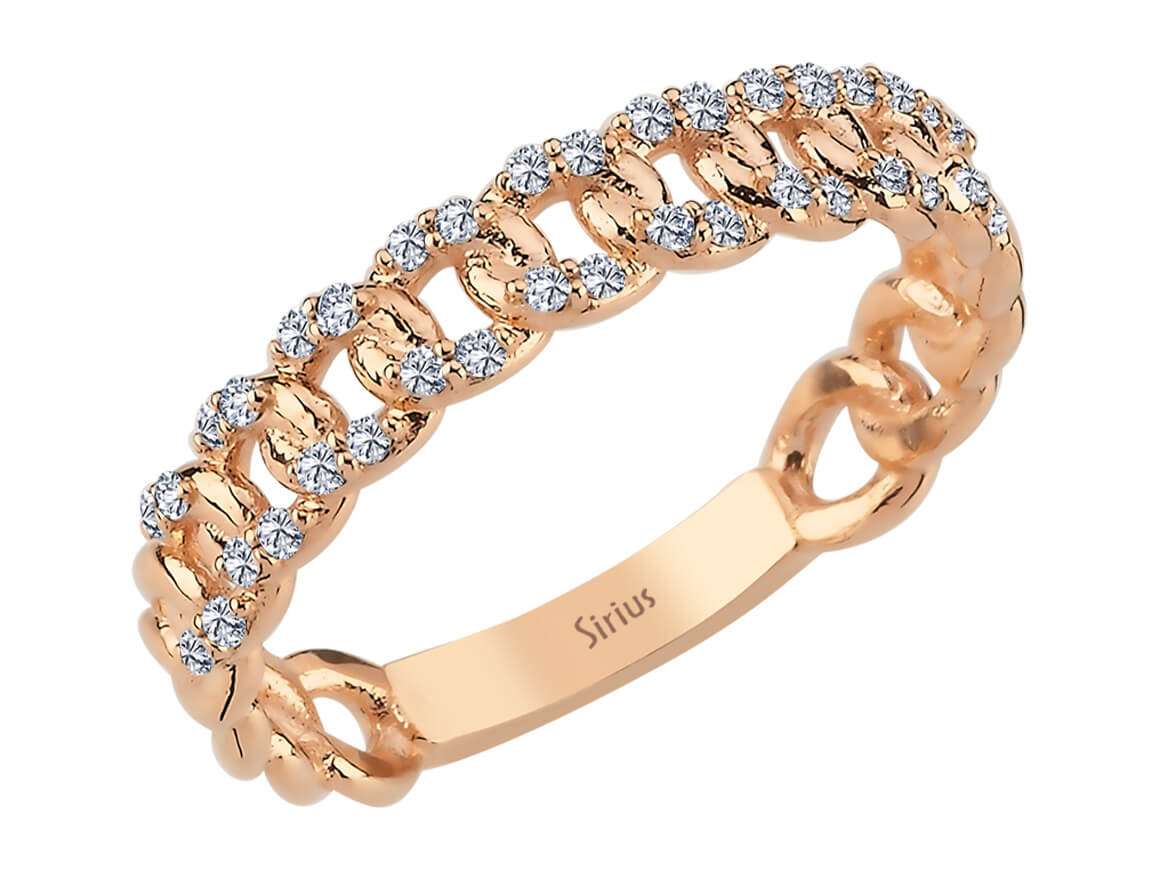 Rose Gold wedding band with 0.17 ct lab-grown diamonds - Love Chain Ring - high-quality Jewelry from Rosy Lab Diamonds