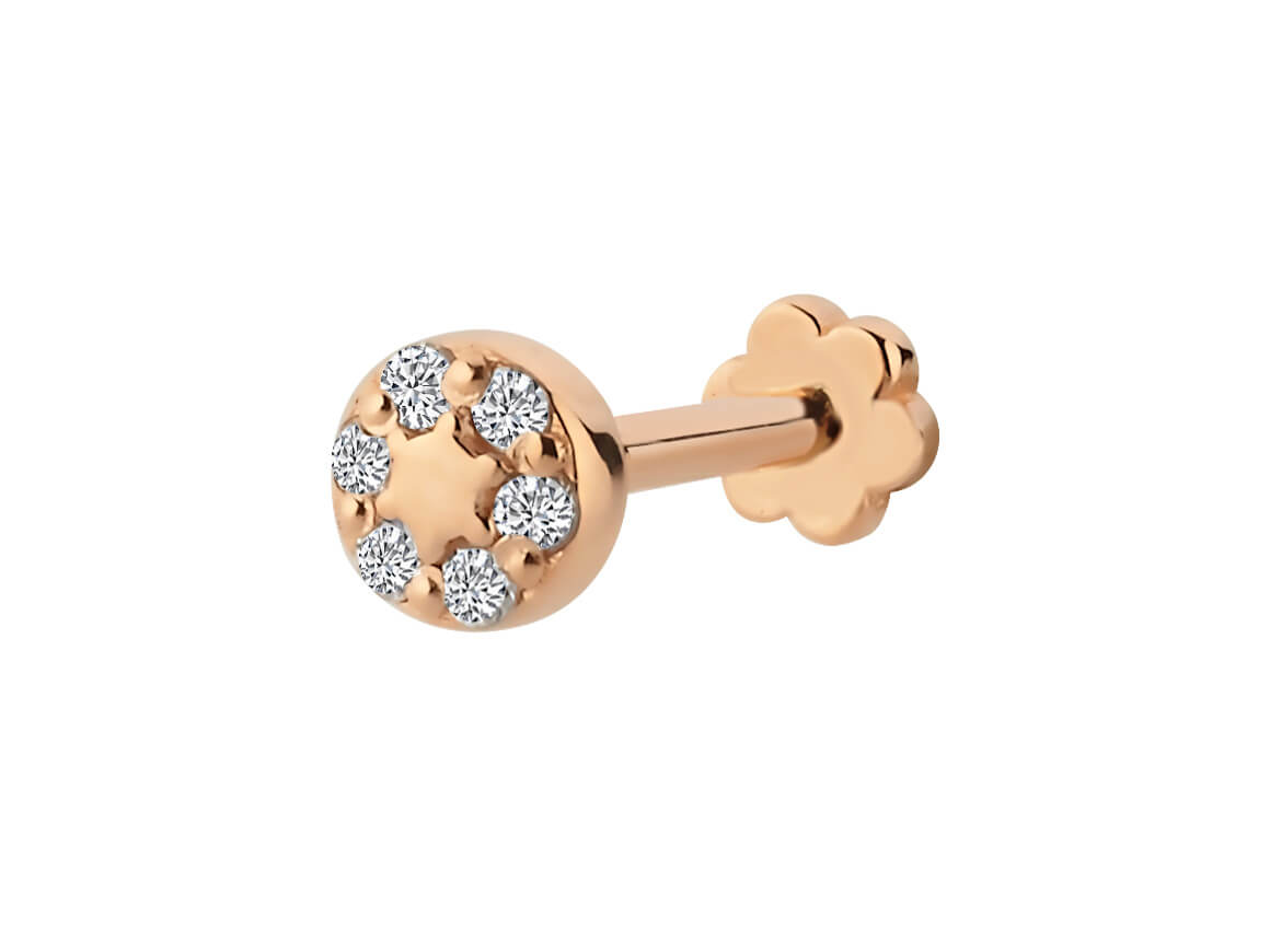 Piercing mit Diamant & Labordiamanten in 14K Roségold | Rosy – hochwertiger Schmuck von Rosy Lab Diamonds