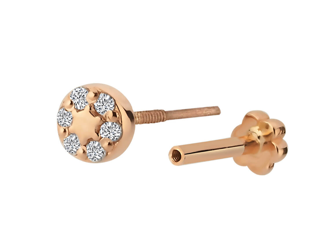 Piercing mit Diamant & Labordiamanten in 14K Roségold | Rosy – hochwertiger Schmuck von Rosy Lab Diamonds