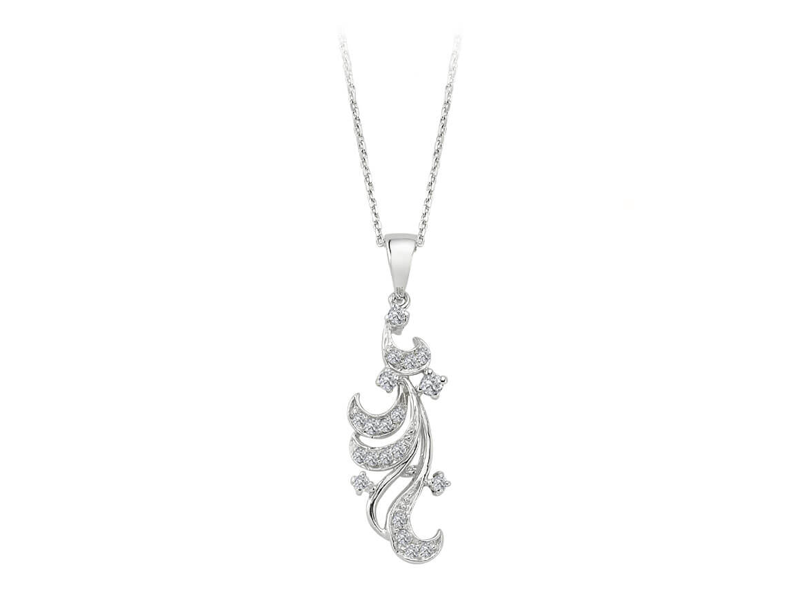 Geschwungener Weißgold-Anhänger mit 20 laborgezüchteten Diamanten | 14K - hochwertiger Schmuck von Rosy Lab Diamonds
