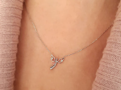 Filigree Angel Pendant Chain with 2 Lab Diamonds