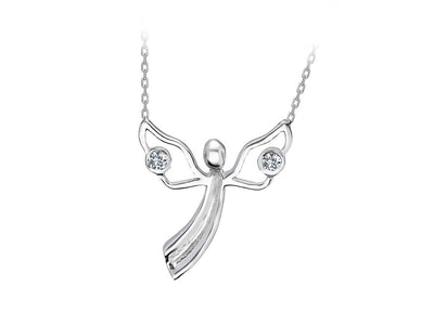 Filigree Angel Pendant Chain with 2 Lab Diamonds